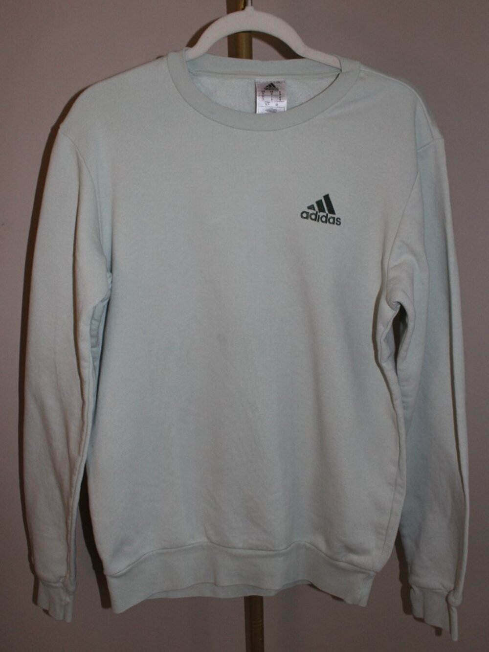 Adidas Light Green Crew Neck Sweater, Size Small